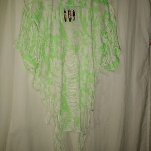 New XL 80s vntg neon green tear wear swim cover up